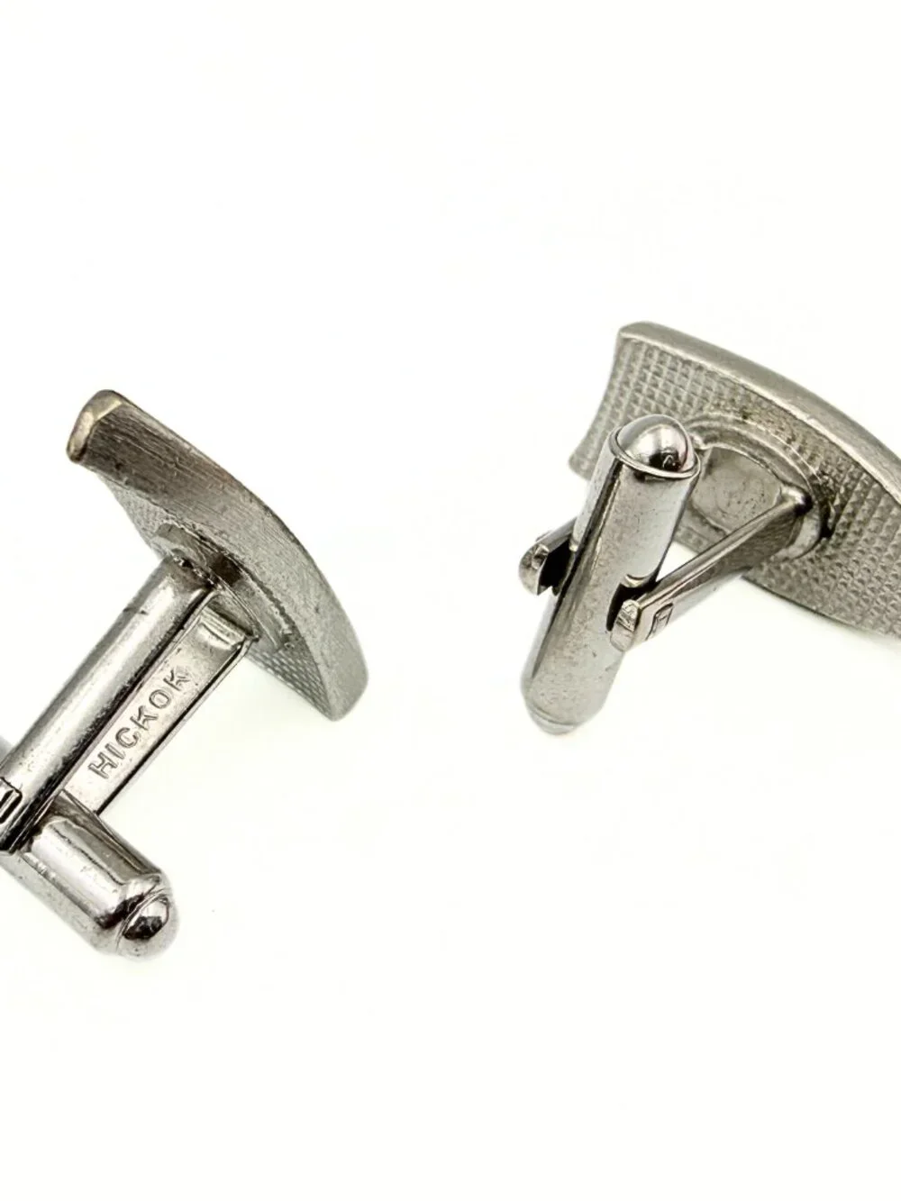 Hickok Signed Silver Plated Mid Century Neo Classical Fleur De Lis Cufflinks